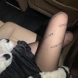 UKKO Strümpfe 2 Paare Frauen Strumpfhose Gedruckt Schwarzer Brief Tanzstrümpfe Weibliche Strumpfwaren Mesh Fishnet Tattoo Mustere Strumpfhosen