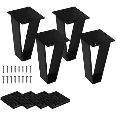 NXN-HOME 8 inch Metal Bench Legs Triangle-Shape Furniture Legs, Solid Steel Table Legs Metal Couch Legs Metal Legs for Sofa Couch Dresser Coffee Table (Set of 4) Cover