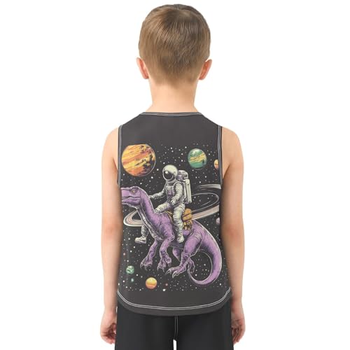 Dinosaur Space Black Boys Tank Tops Toddler Boys' Assorted Sleeveless Tank Tops for 3-15 Years,3T3
