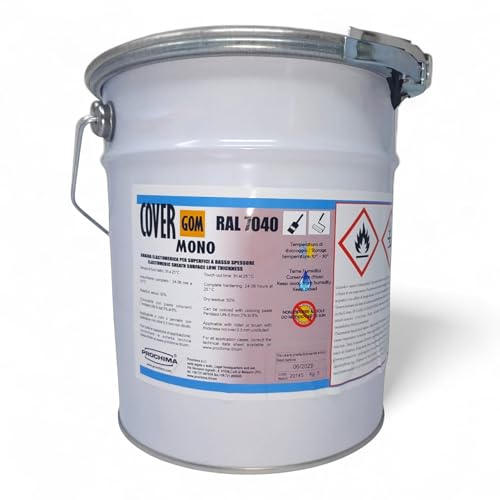 PROCHIMA Resina IMPERMEABILIZZANTE Covergom Mono – Resina Poliuretanica Monocomponente Elastica per Superfici Esterne, Impermeabile e Resistente agli Agenti Atmosferici, Colore Grigio RAL 7040-5 kg