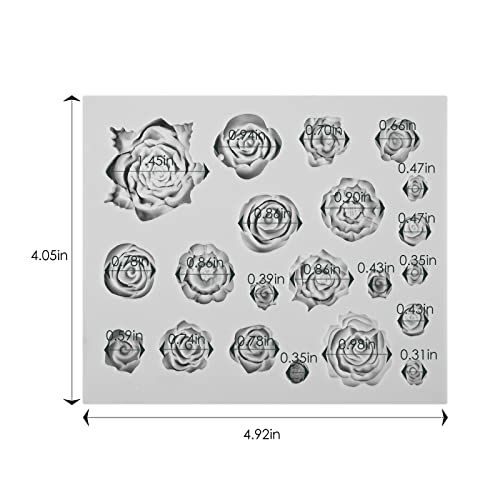 Sakolla Rose Flower Candy Fondant Molds Silicone 21 Cavity Large & Small Flower Chocolate Molds For Cake Decoration, Cupcake Topper, Resin Jewelry Casting, Polymer Clay, Soap Wax Making Projects #TOP1