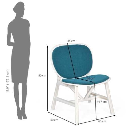 Image of Nilkamal Arena Cushioned Plastic Chair| Set of 2| for Home, Living Room, Balconies, Patios, Outdoor, Garden| Milky White & Blue