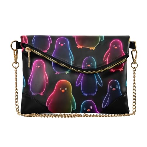 Sac à main en cuir véritable avec motif pingouin fluo résistant à l'usure