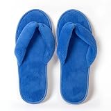 YUECIBAI Zapatillas De Hotel Suaves para Hombre Y Mujer Chanclas De Algodón para Viaje Hospitalidad En El Hogar Suave Talla Única Azul