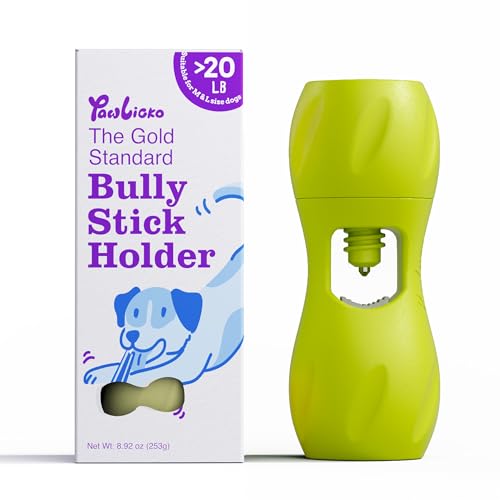 PAWLICKO Bully Stick Holder for Dogs Steel Pin Lock Design Helps Prevent Swallowing Ends Durable Dog Chew Holder for Bully Sticks & Yak Chews Fits Small to Jumbo Chews (Apple Green)