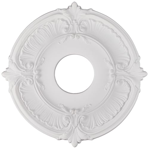 CREATCABIN Médaillon de Plafond Décoratif Plaque de Recouvrement Moulée Anneau Rond Blanc Base de Lustre en PU Luminaires pour Maison Salon Restaurant Hôtel Bureau Auvents Décoratifs 30cm