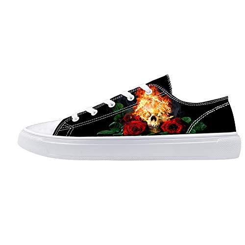 FIRST DANCE Unique Skull Print Shoes for Men Woman Canvas Shoes for Teenagers Boys Girls Fashion Sneakers US 8.5 W