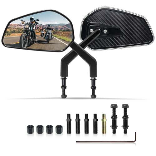 VPZMT Black CNC Carbon Fiber Rearview Mirrors for Harley Touring Road glide Electra glide Street glide Road king Softail Dyna Street Bob Low Rider ST Fat Boy Bad Boy Sportster XL883