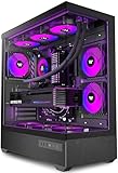 KEDIERS G8 Pre-Installed 6 × 120mm PWM ARGB Fan, ATX Mid Tower PC Case, Computer case with Panoramic View Tempered Glass Front & Side Panel, Type C Port, Gaming PC Case (Black)