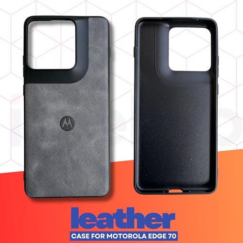Image of Premium Leather Back Cover for Motorola Edge 70 5G | Slim & Stylish Protective Case with Soft Edges | Shock Resistant, Lightweight Case (Grey)