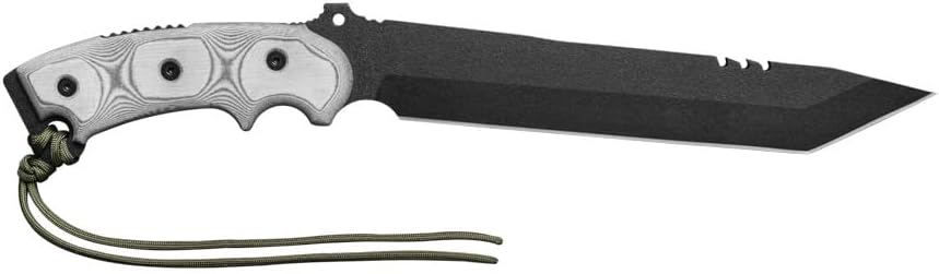 Tops Knives Anaconda 9 Tanto's Point Full Tang Fixed Blade- Black Traction Coating Blade Finish- Black Ballistic Nylon Sheath