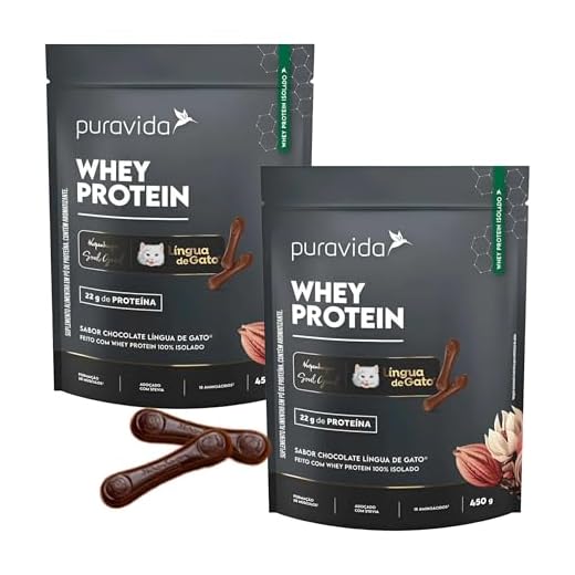 Whey Protein Isolado Chocolate Língua de Gato 450g- Kit 2x