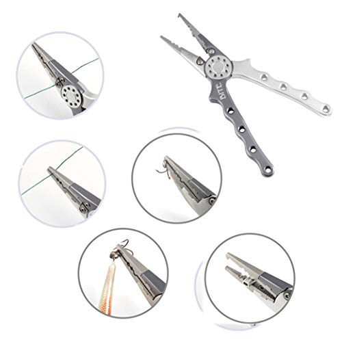 Bite Fishing Tackle Professional Fishing Pliers Saltwater/Freshwater Fishing Line Cutters Hook Remover With Sheath And Lanyard (Gray) #TOP2