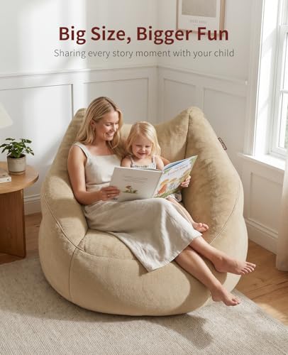 Image of Relefree Cafy Bean Bag Chair for Adults,Oversized Reading Chair with Armrests,Memory Foam Filling Comfy Chair,Giant Cozy Adult Bean Bag Chair,Large Lazy Living Room Chair for Bedroom,Reading Nook