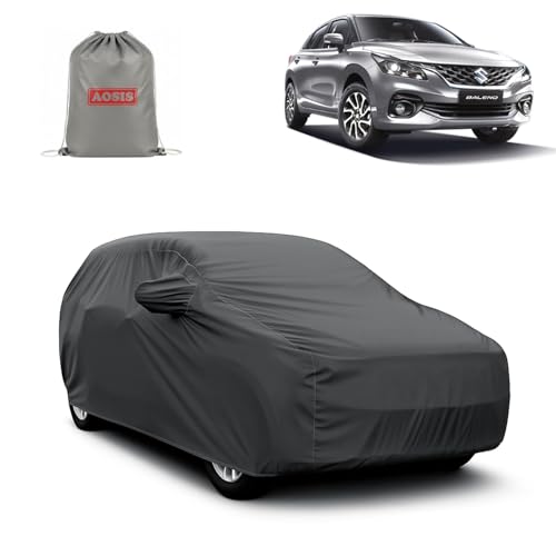 Image of AOSIS 'Waterproof' Car Cover Compatible with Maruti Suzuki Baleno 2015-2025 Year Model 300 GSM Uly Coated Thick Fabric 4X4, Adjustable Belt Buckle, Elastic Grip