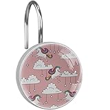 Dekorativer Duschvorhanghaken für Kinder, Einhorn, weiße Wolken, Stern, rosa