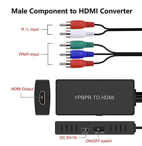 Convertidor de componente macho a HDMI para conectar decodificadores antiguos 3