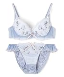 northerly(ノーザリー) インナーセット ガーデンアーチブーケブラジャー＆ショーツセット【ソフトワイヤー】 57-33-25-1545 サックス F65