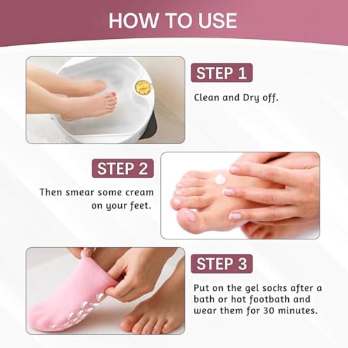 Image of Moisturizing Gel Heel Socks for Cracked Heels, Silicone Spa Socks for Dry Feet Repair, Heel Pain Relief & Foot Care, Reusable Hydrating Socks for Women , Overnight Heel Softening & Repair Treatment Vitamin E (1 PAIR)