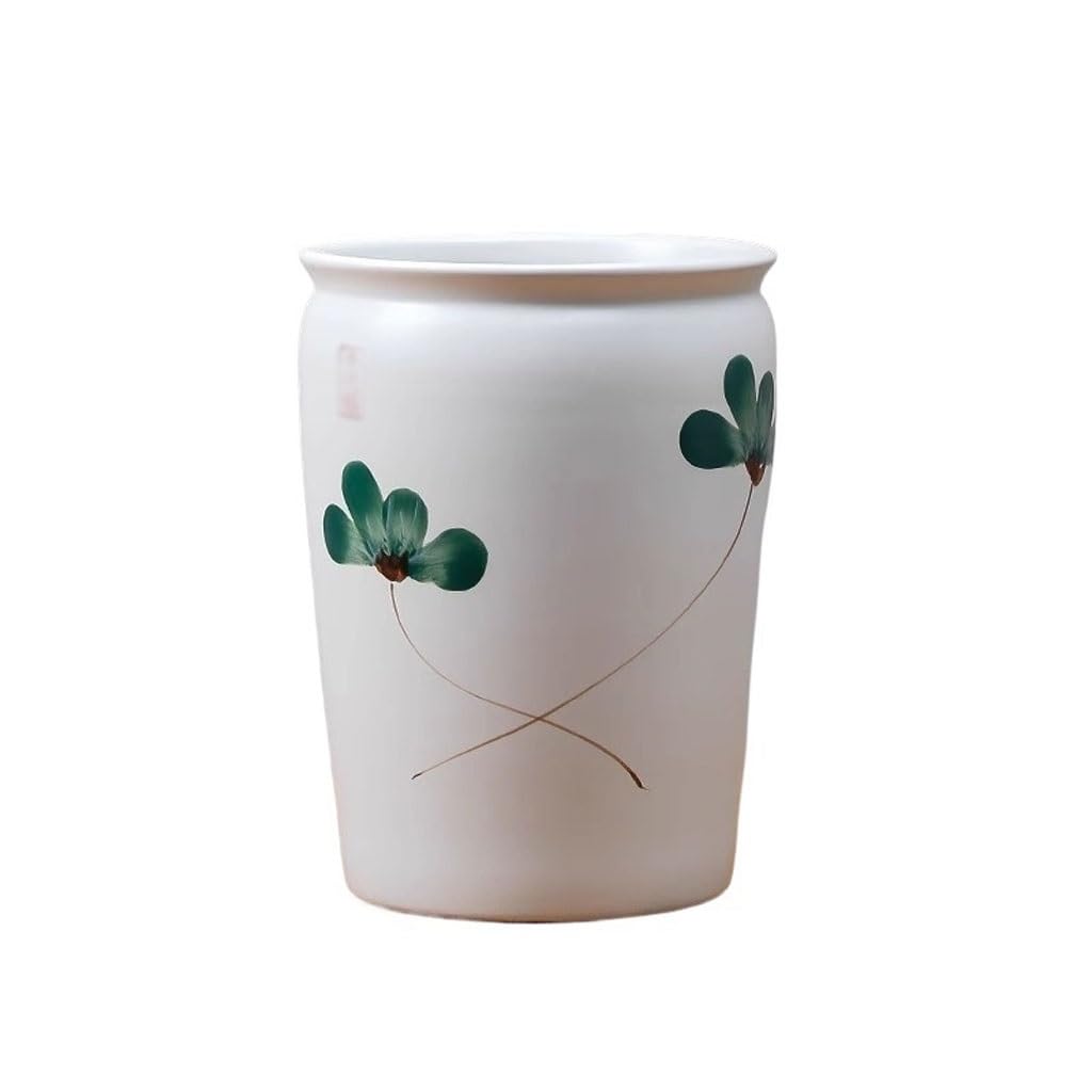 GELASIGE Flower Pots Household Ceramic White Orchid Flower Pot Living Room Large Diameter Green Plant Planting Flower Pot Outdoor Flower Pots