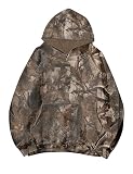 Lauweion Womens Oversized Camo Hoodie Maple Leaf Graphic Hooded Sweatshirt Fleece Camouflage Hoodie with Kangaroo Pockets