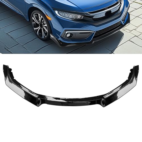 DIBON AUTO 3Pcs Glossy Black Front Bumper Lip Splitter for 2016-2020 Honda Civic Bumper Body Kit Protection Splitter Spoiler