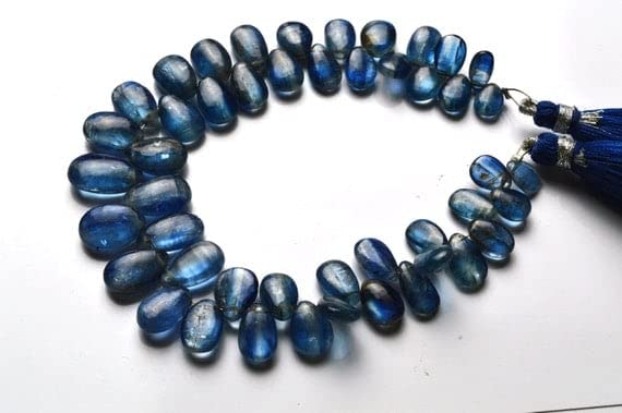 Kyanite bleue naturelle en briolettes poire lisses de 7-12mm pour création de bijoux d'exception