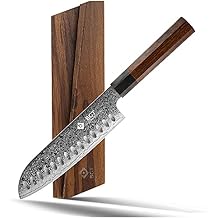 BGT Kiritsuke Knife, 8 inch Japanese Chef Knife, Japanese 67 Layer VG-10 Damascus Steel Kitchen Knife with Ebony Wood Handle and Gift Box. Santoku knife