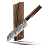BGT Kiritsuke Knife, 8 inch Japanese Chef Knife, Japanese 67 Layer VG-10 Damascus Steel Kitchen Knife with Ebony Wood Handle and Gift Box. (Santoku knife)