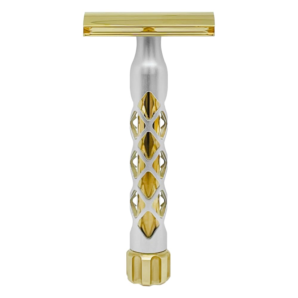 The Goodfellas’ Smile Valynor Double Edge Safety Razor – CNC Machined Brass Head & Brass/Aluminum Handle – 0.8mm Neutral Gap for Smooth, Close & Comfortable Shaves – Artisan Crafted in Italy