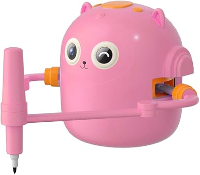 Besttoolifes Interactive Drawing Robot Toy, Educational Montessori Learning Tool With Voice Interaction,100 Word Cards, Colorful Pens, 125 * 110mmPink