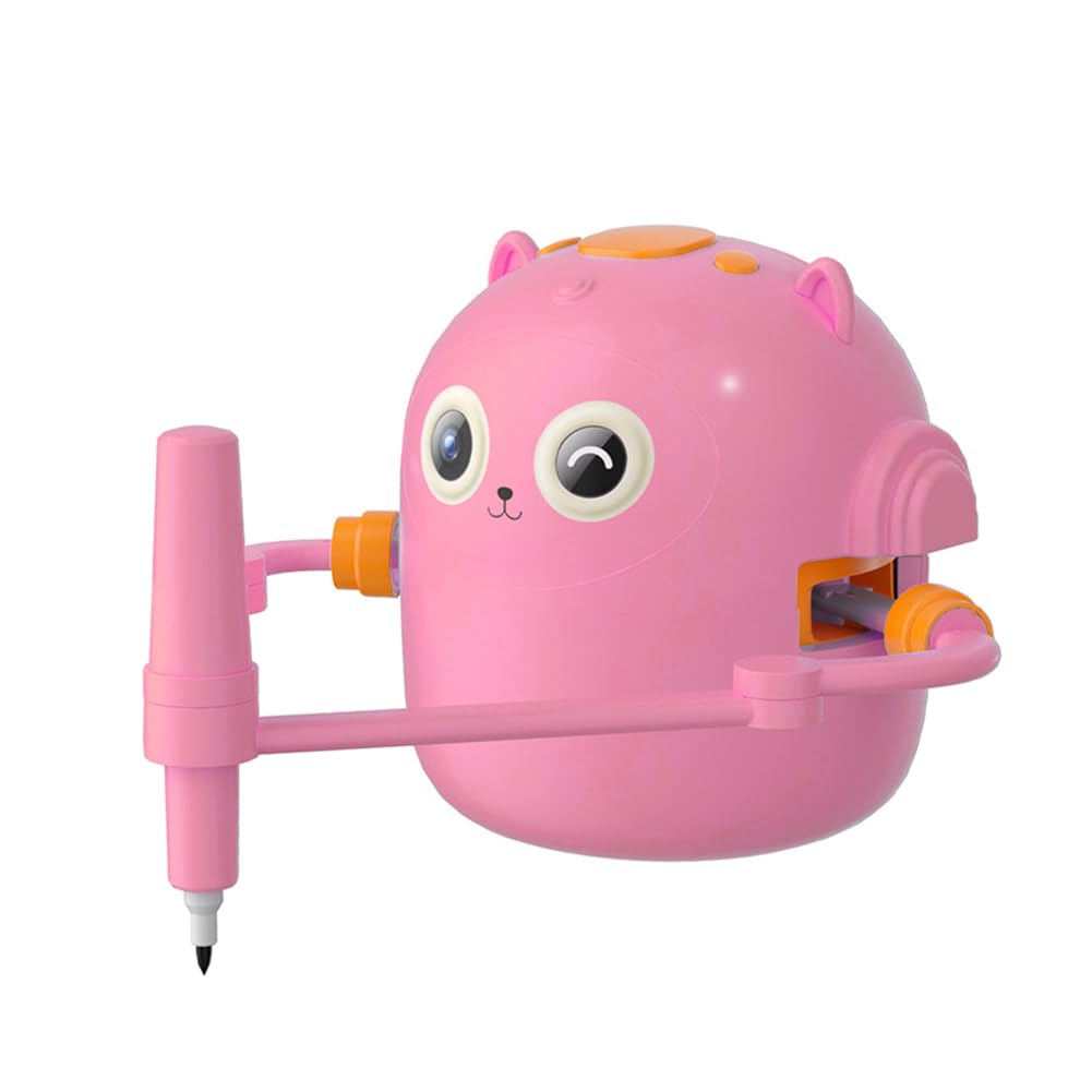 Besttoolifes Interactive Drawing Robot Toy, Educational Montessori Learning Tool With Voice Interaction,100 Word Cards, Colorful Pens, 125 * 110mm(Pink)
