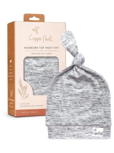 Copper Pearl Baby Beanie Hat Top Knot Stretchy Soft Asher