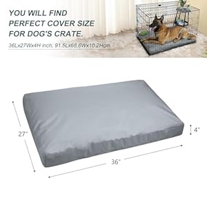 Scratch-Resistance-Dog-Bed-Cover-Canvas-Washable-Dog-Crate-Pad-Replacement-Cover-36Lx27Wx4H-inch-Gray - Cucciolini Doodles   Scratch-Resistance-Dog-Bed-Cover-Canvas-Washable-Dog-Crate-Pad-Replacement-Cover-36Lx27Wx4H-inch-Gray