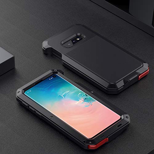 Galaxy S10E Case,Marrkey Full-Body Heavy Duty Shockproof [Tough Armour] Water Resistant Metal Aluminum Alloy Case With Silicone Built-In Screen Dual Layer Protector For Samsung Galaxy S10E - Black #TOP5