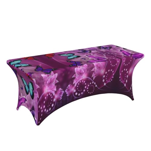 Housse de table extensible violette papillons 1m80 EdWal - 4