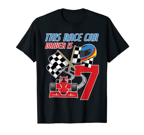 Camiseta de cumpleaños para niños de 7 años de edad, diseño de coche de carreras Camiseta