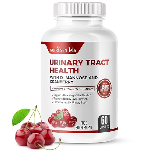 Urinary Health Support D-Mannose Capsules with Cranberry Extra Strength Support 1350mg Function and Bladder Tract Support