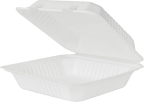 Miniatura 6 de KARAT EARTH Contenedores con bisagras de bagazo compostables libres de PFAS de 9"x9", KE-BHC99-1CFF - 200 unidades