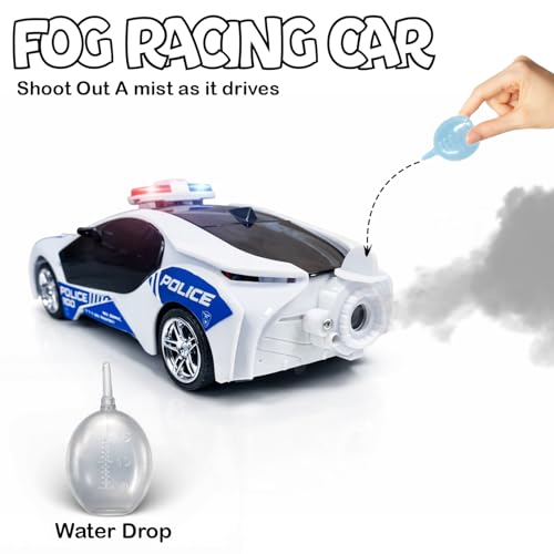 Image of SMARTBOY Remote Control Car for Kids - RC Police Smoke Racing Toy, USB Rechargeable, LED Lights Siren Sound, Mist Spray Effect, Anti Skid Rubber Tires, High Speed for Boys & Girls 4+Years (6886 Blue)