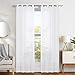 Produktbild TOPICK Sheer Vorhang mit Ösen Halb Transparent Gardinen 2 Stücke Gaze paarig Fensterschal Vorhänge, Schwimmendes Weiß, 130 cm x 225 cm (H x B)