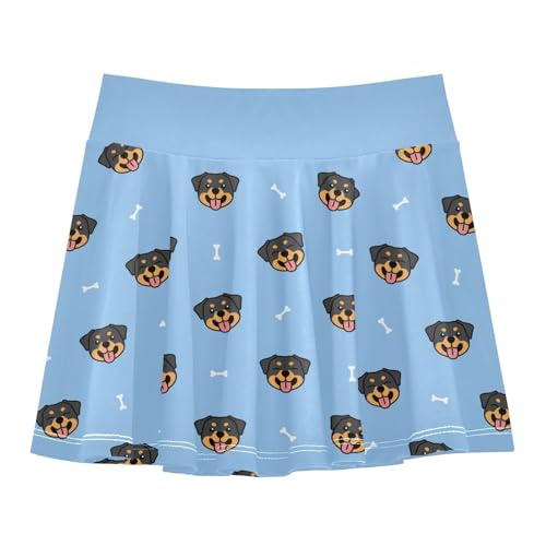 Girls Skorts High Waist Athletic Skirts with Shorts Rottweiler Dog Stretchy Teens Performance Tennis