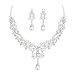 EVER FAITH Flower Simulated Pearl Wedding Jewelry Set Clear Austrian Crystal - Silver-Tone
