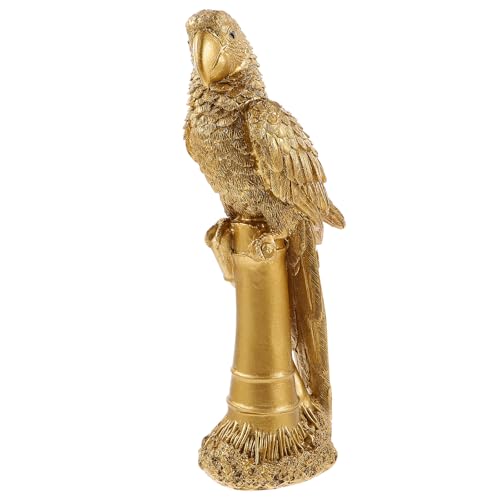 HOMOCONO Figurine de Perroquet en Résine Or Caractéristiques Réalistes, Décoration D'oiseau Adorable pour Plante ou Fête, Design Mignon et Aspect Réaliste