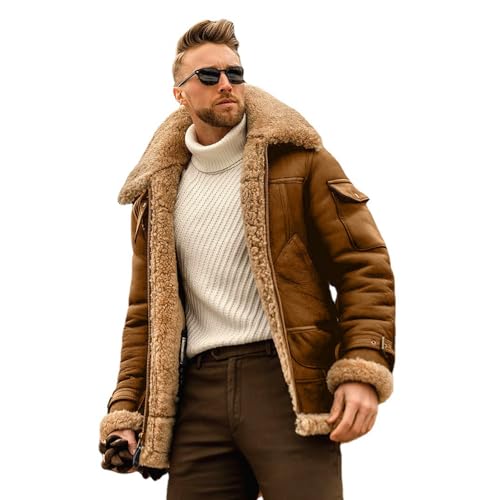 Veste en similicuir pour homme chaude et doublée sherpa d'hiver