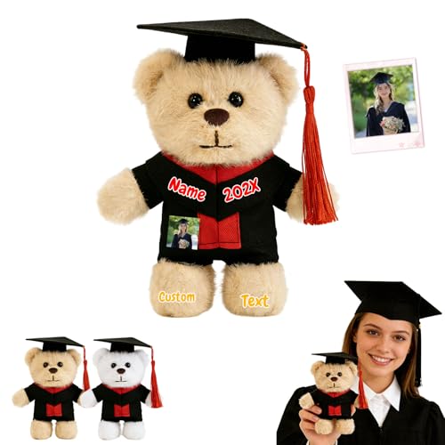JABECODIFA Oso de Peluche Pequeño Graduado Personalizable con Foto y Texto 12cm, Small Graduation Bear Detalle Personalizado para Graduación Regalo para la Familia Amigos Fin de Curso