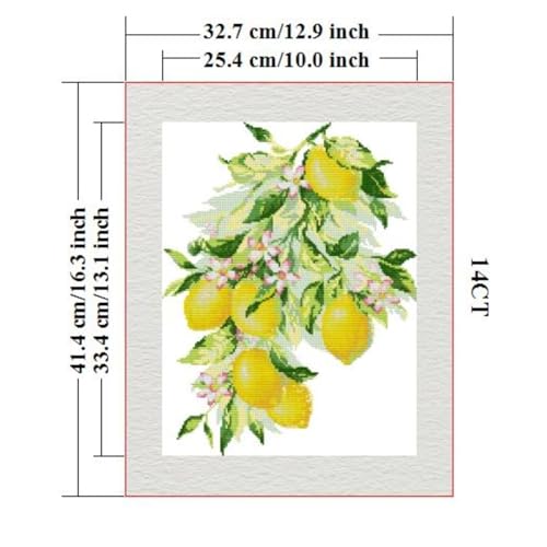 Image of Stamped Cross Stitch Kits Full Range of DIY Needlepoint for Adult Beginners Pattern, for Gift and Home Decor 14CT 2 Strands Bright Lemon,13x16.1 inch