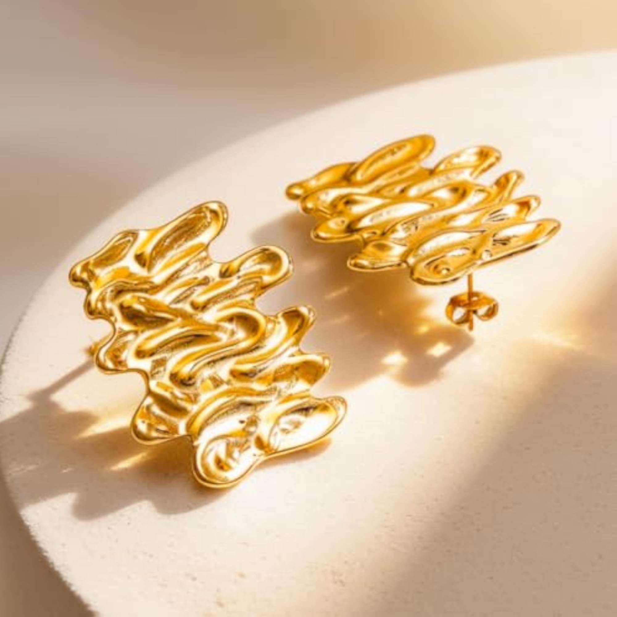 Demifine Gold Abstract Statement Western Stud Earrings for Women