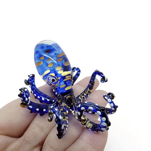 Figura Decorativa de Pulpo en Vidrio Soplado 2.25" Azul Oscuro miniatura 2