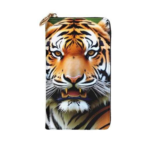 Fierce Tiger Prints Leather Long Clutch Wallet for Fashionable Girls and Women - Durable, Stylish, and Functional, Black, One Size2